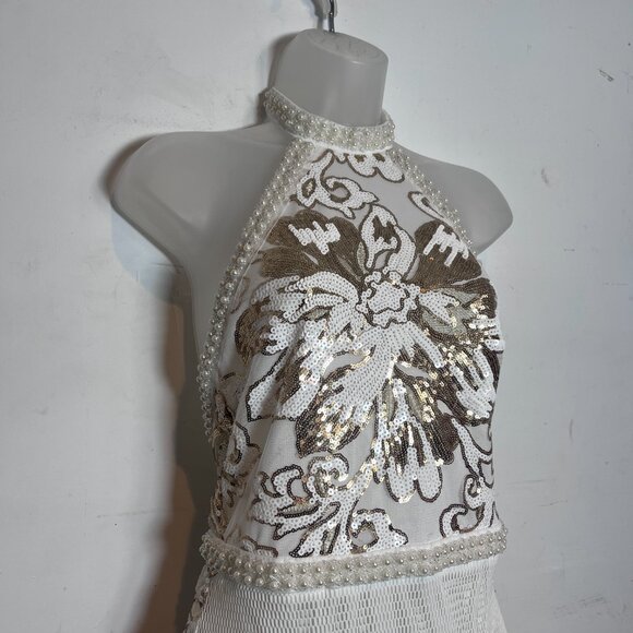 12th Tribe Like gold dust mini dress white size small - Picture 3 of 5